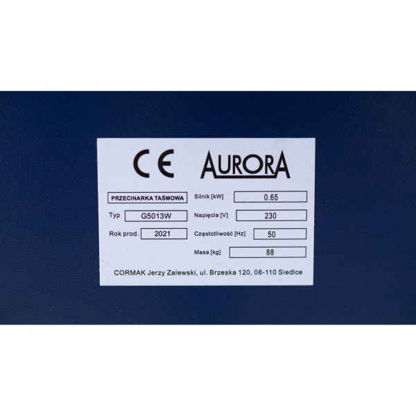 Стрічкопильний верстат по металу Aurora G5013W 400V з подачею ЗОР (СОЖ)